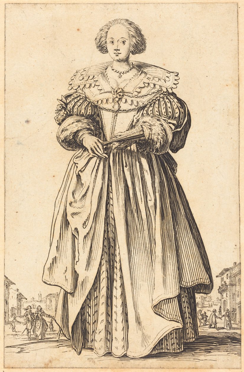 Une noble dame avec un éventail - Jacques Callot