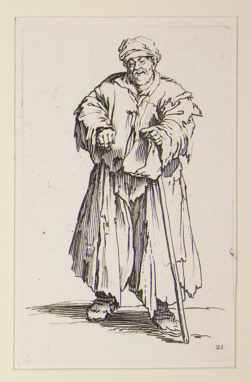 Homme obèse aux yeux baissés, des Mendiants - Jacques Callot