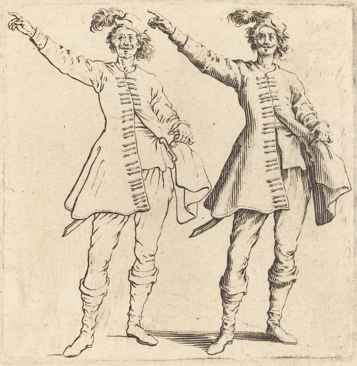 Officier, bras tendu, vue de face - Jacques Callot