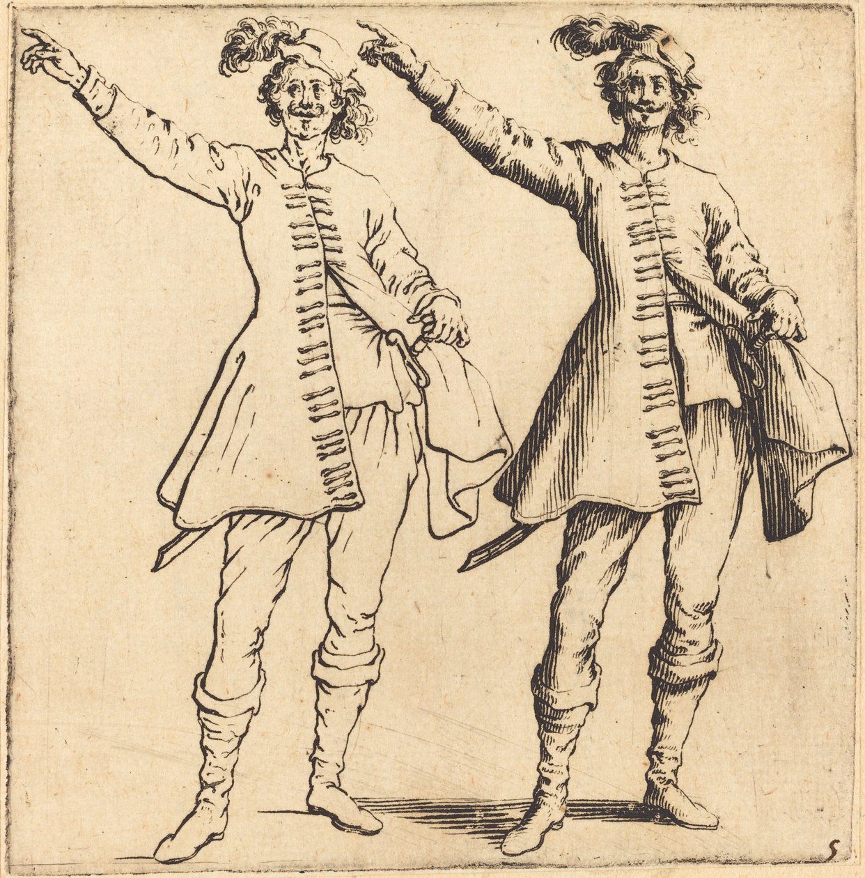 Officier, bras tendu, vue de face - Jacques Callot