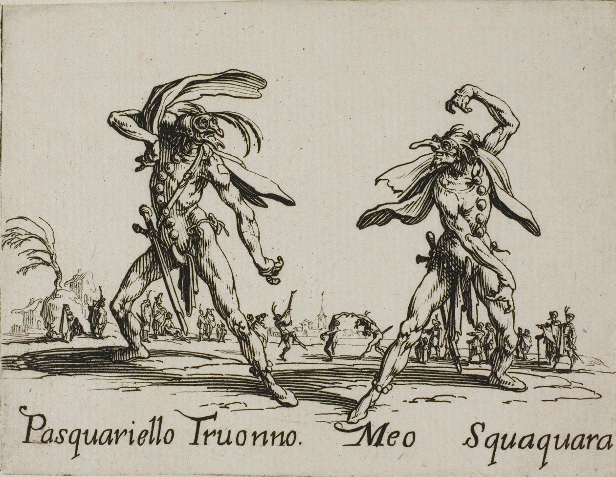 Pasquariello Truonno - Meo Squaquara, plaque 20 des Balli di Sfessania - Jacques Callot