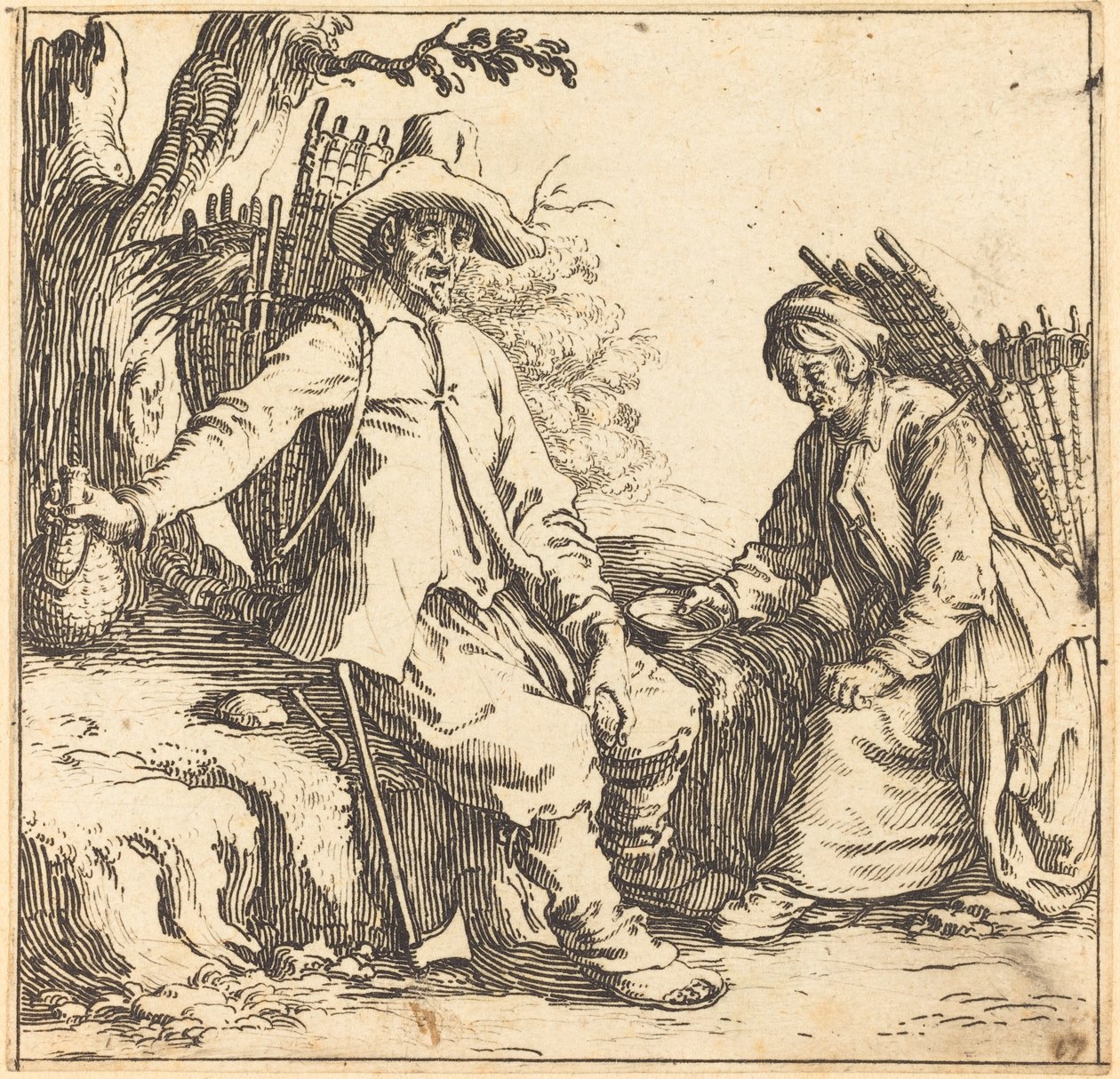 Couple de paysans au repos, c. 1621 - Jacques Callot