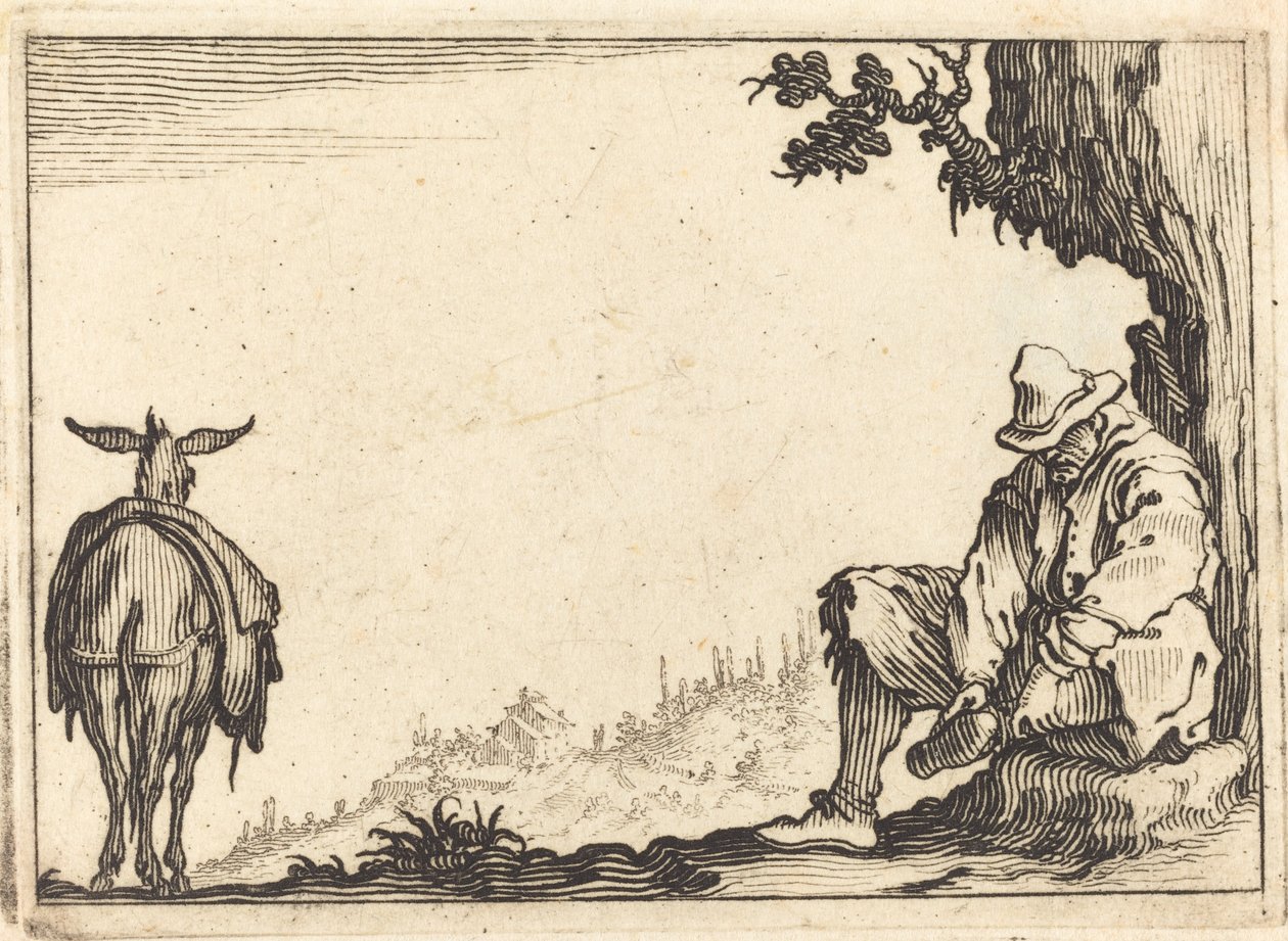 Paysanne enlevant sa chaussure - Jacques Callot