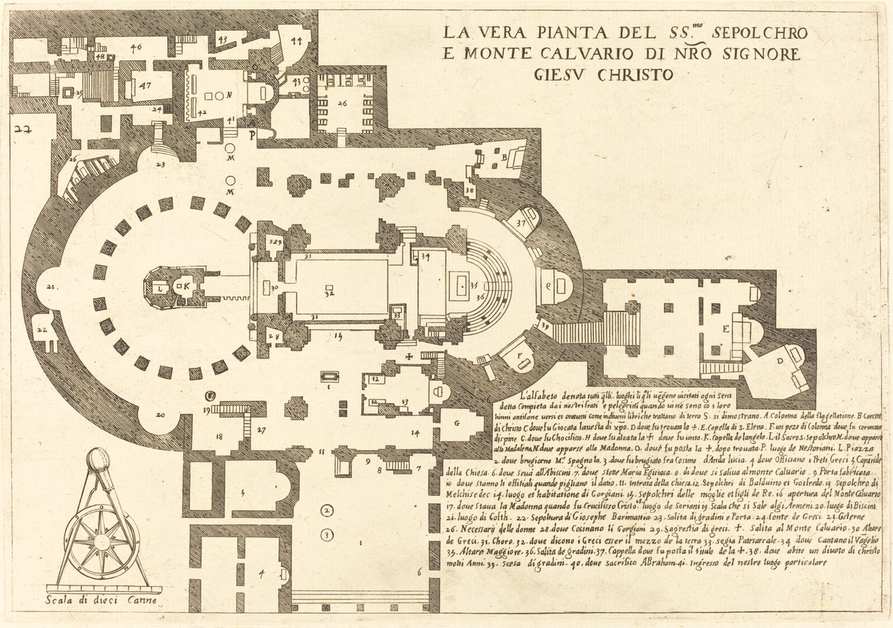 Plan du Saint-Sépulcre et du Mont Calvaire - Jacques Callot