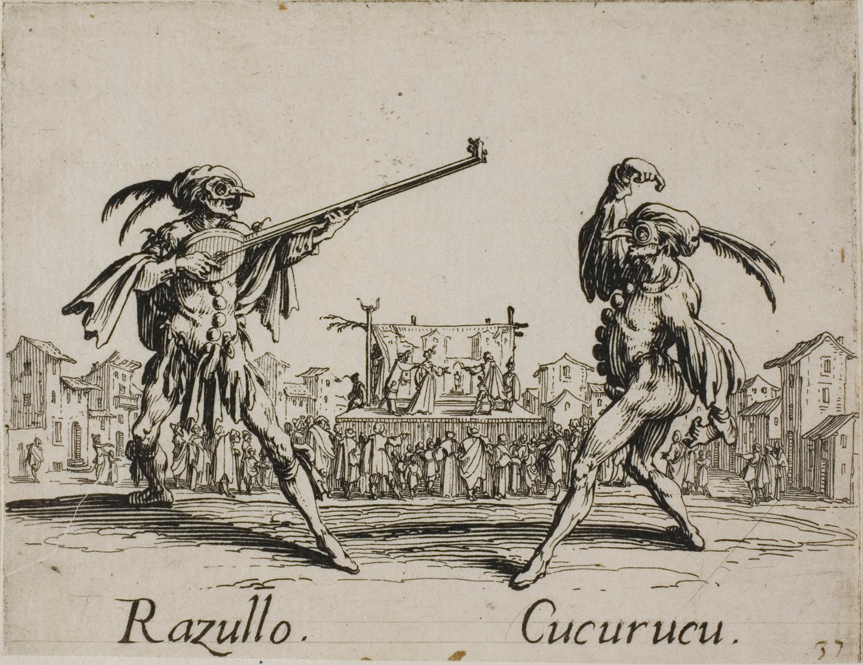 Razullo - Cucurucu, planche 19 des Balli di Sfessania - Jacques Callot