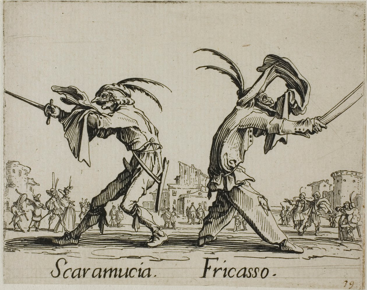 Scaramuccia - Fricasso, assiette 11 des Balli di Sfessania - Jacques Callot
