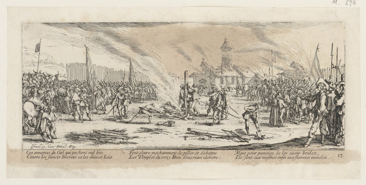 Le bûcher, planche 13 de la série « Les horreurs de la guerre » - Jacques Callot