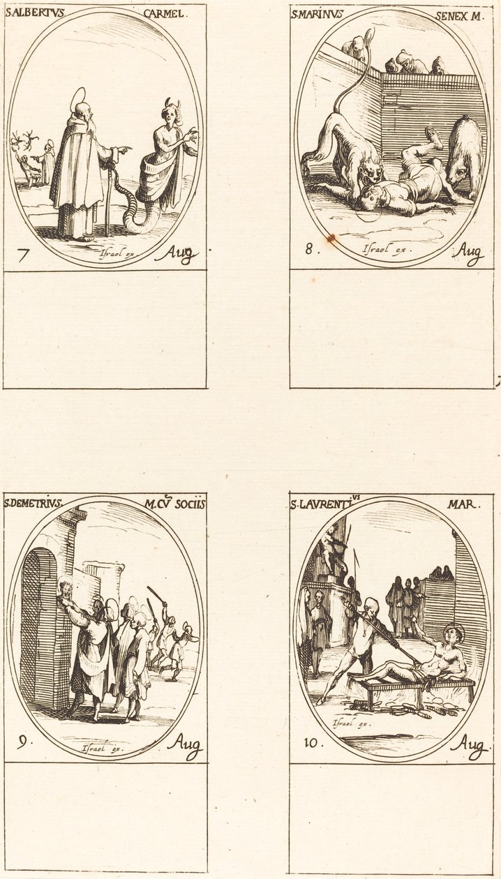 Saint Albert de Sicile, Carmélite; Saint Marinus; Saint Demetrius et Compagnons; Saint Laurent - Jacques Callot
