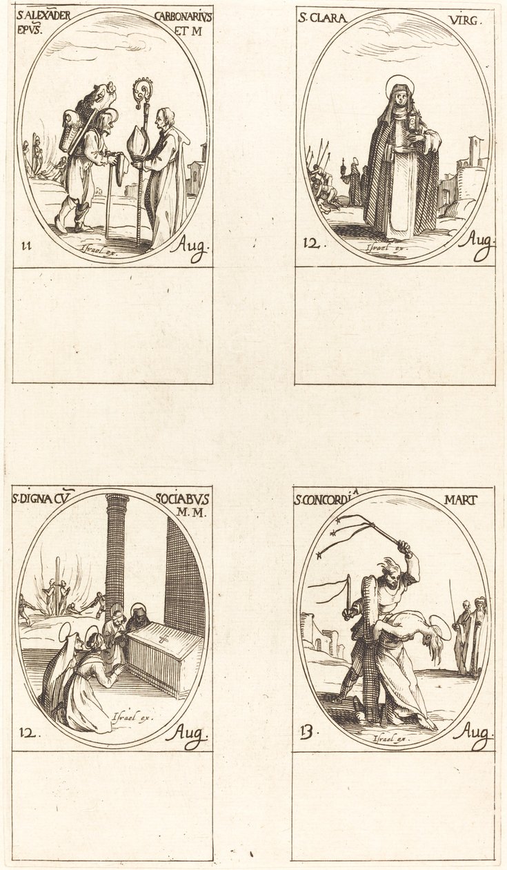 Saint Alexandre Carbonarius; Sainte Claire; Sainte Digna et Compagnons; Sainte Concordia - Jacques Callot