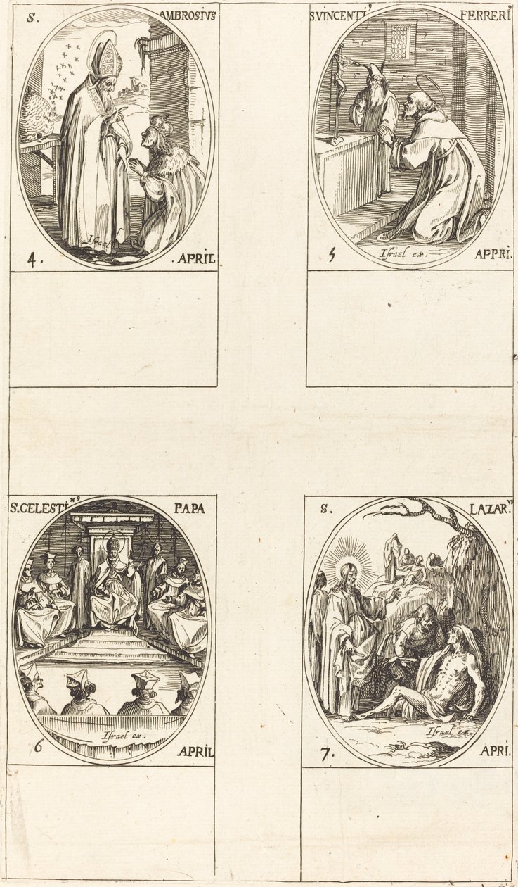 Saint Ambroise ; Saint Vincent Ferrier ; Saint Célestin ; Saint Lazare - Jacques Callot