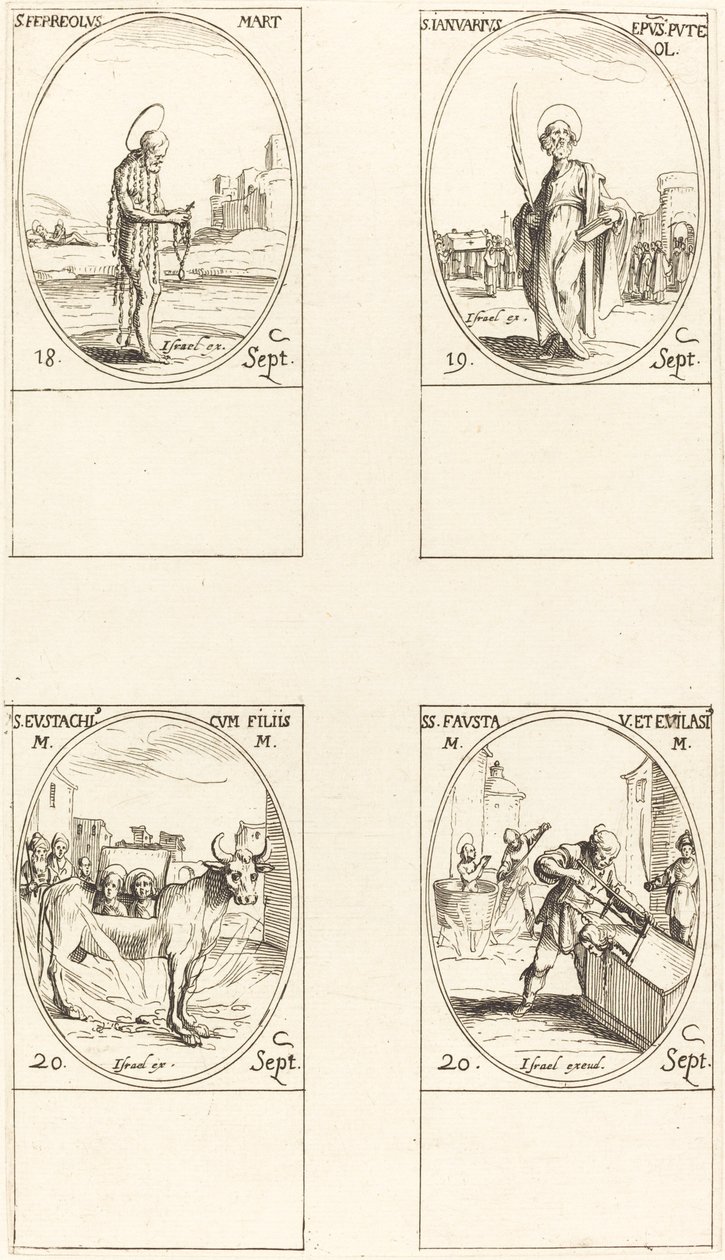 St. Ferréol, St. Janvier, St. Eustache et ses enfants, Sts. Fausta et Évélasius - Jacques Callot