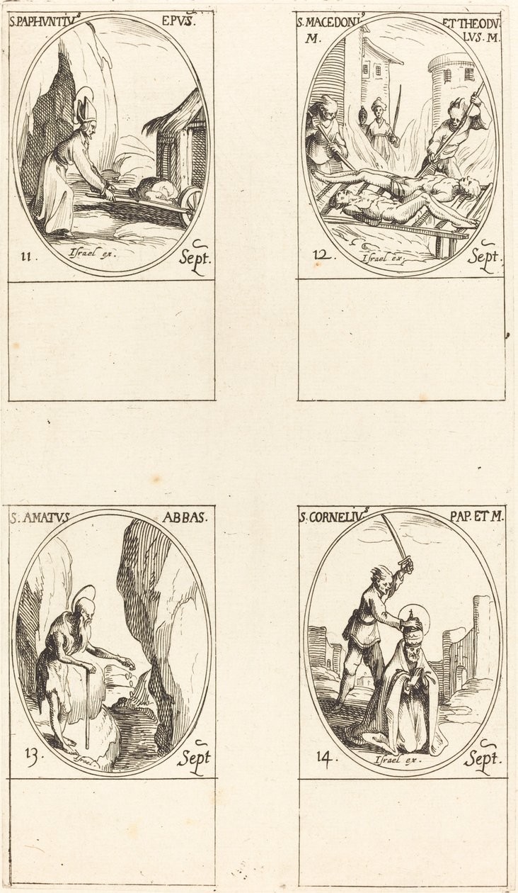 Saint Paphnuce; Saints Macédonius et Théodule; Saint Amatus; Saint Cornélius - Jacques Callot