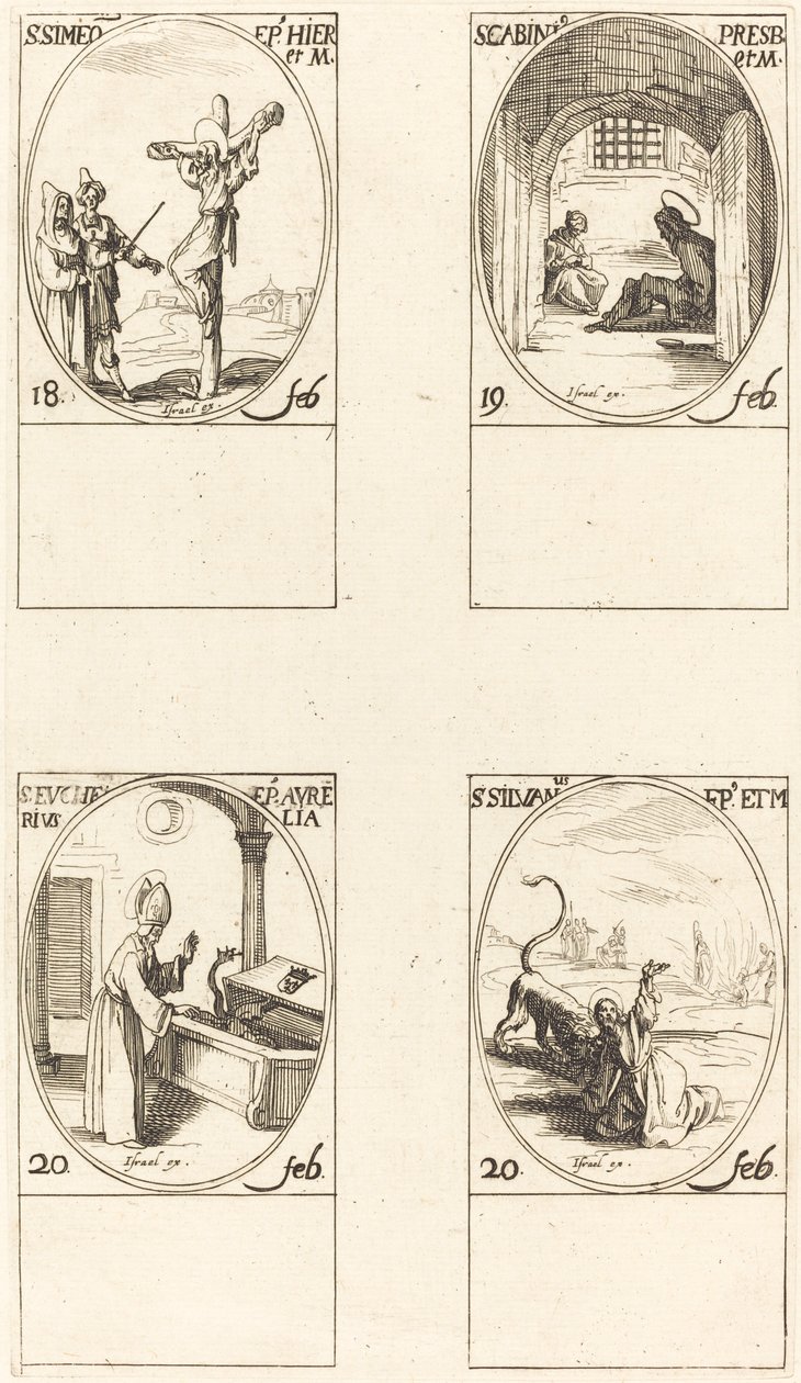 Saint Siméon; Saint Gabinius; Saint Eucharius; Saint Silvanus - Jacques Callot