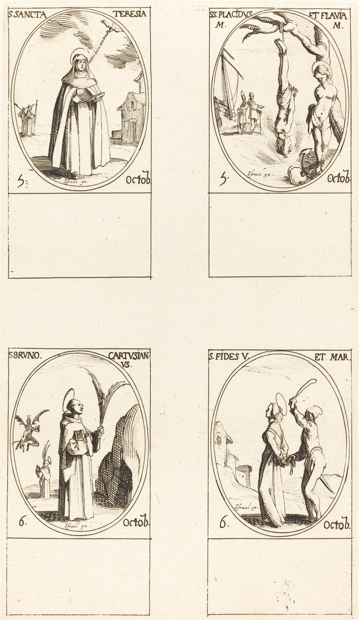 Sainte Thérèse; Saint Placide et Flavia; Saint Bruno; Sainte Foi - Jacques Callot
