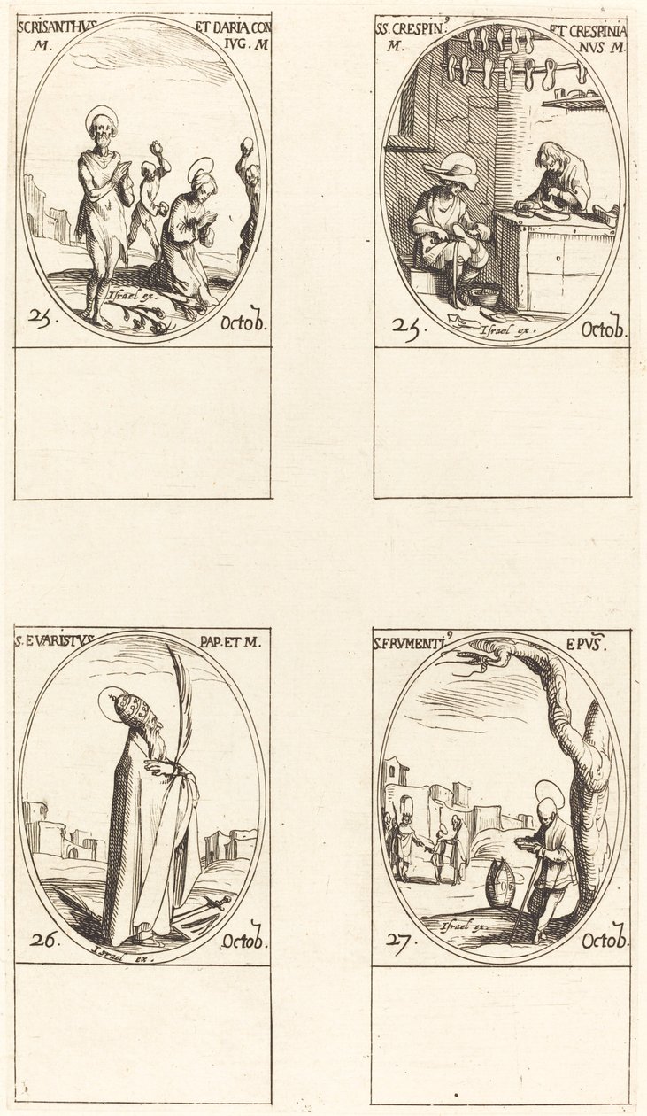 Saints Chrysanthus et Daria, Saints Crispin et Crispinian, Saint Evaristus, Saint Frumentius - Jacques Callot