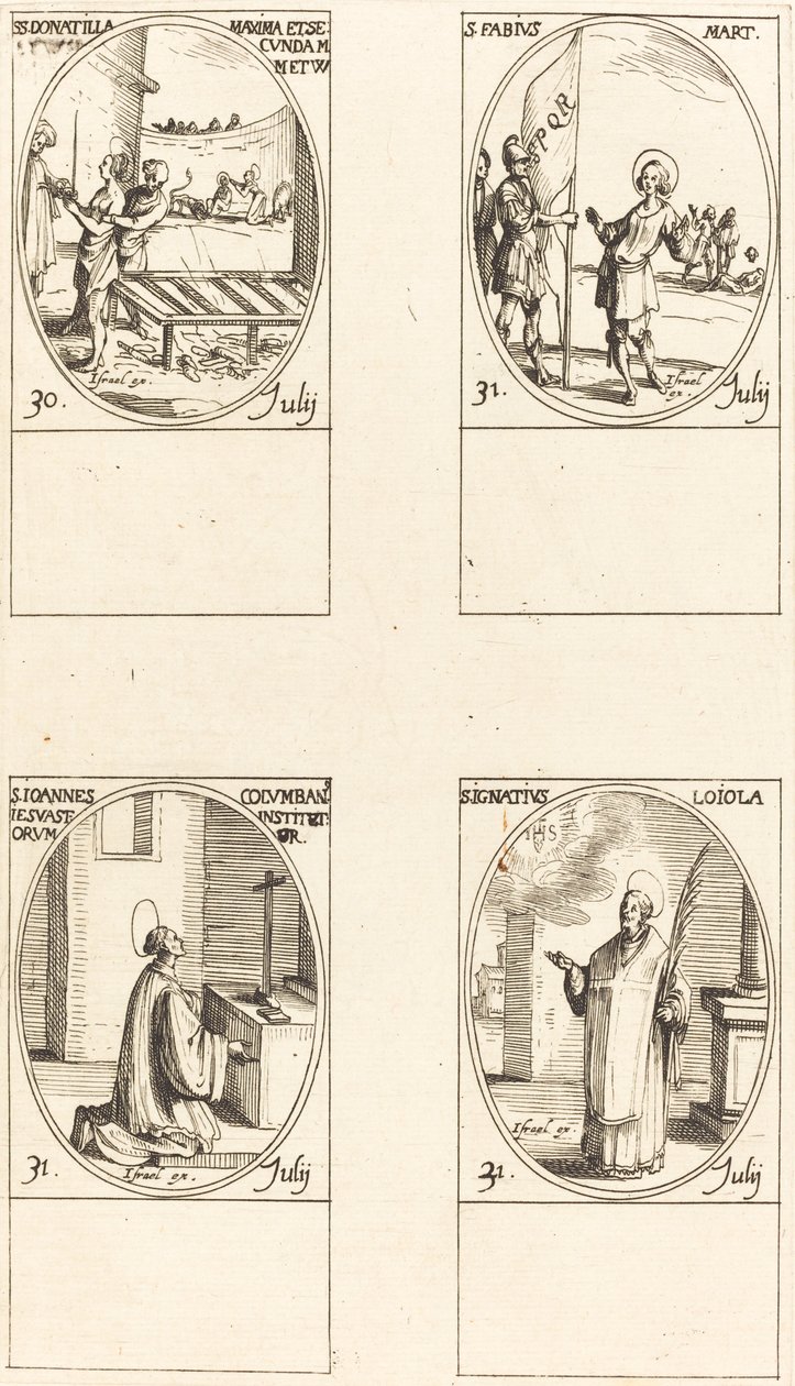 Sts. Donatilla, Maxima et Secunda; St. Fabius; St. Jean Colombini; St. Ignace de Loyola - Jacques Callot