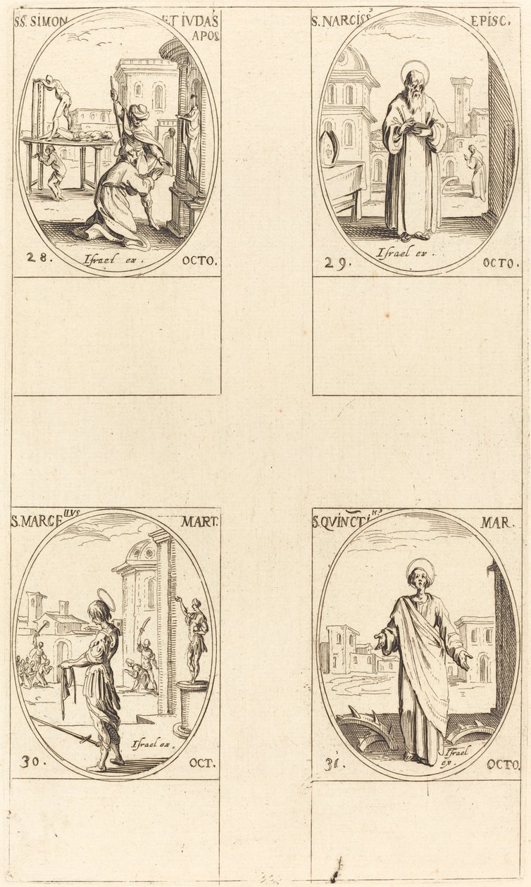 Saints Simon et Jude, apôtres; Saint Narcisse; Saint Marcellus; Saint Quentin - Jacques Callot