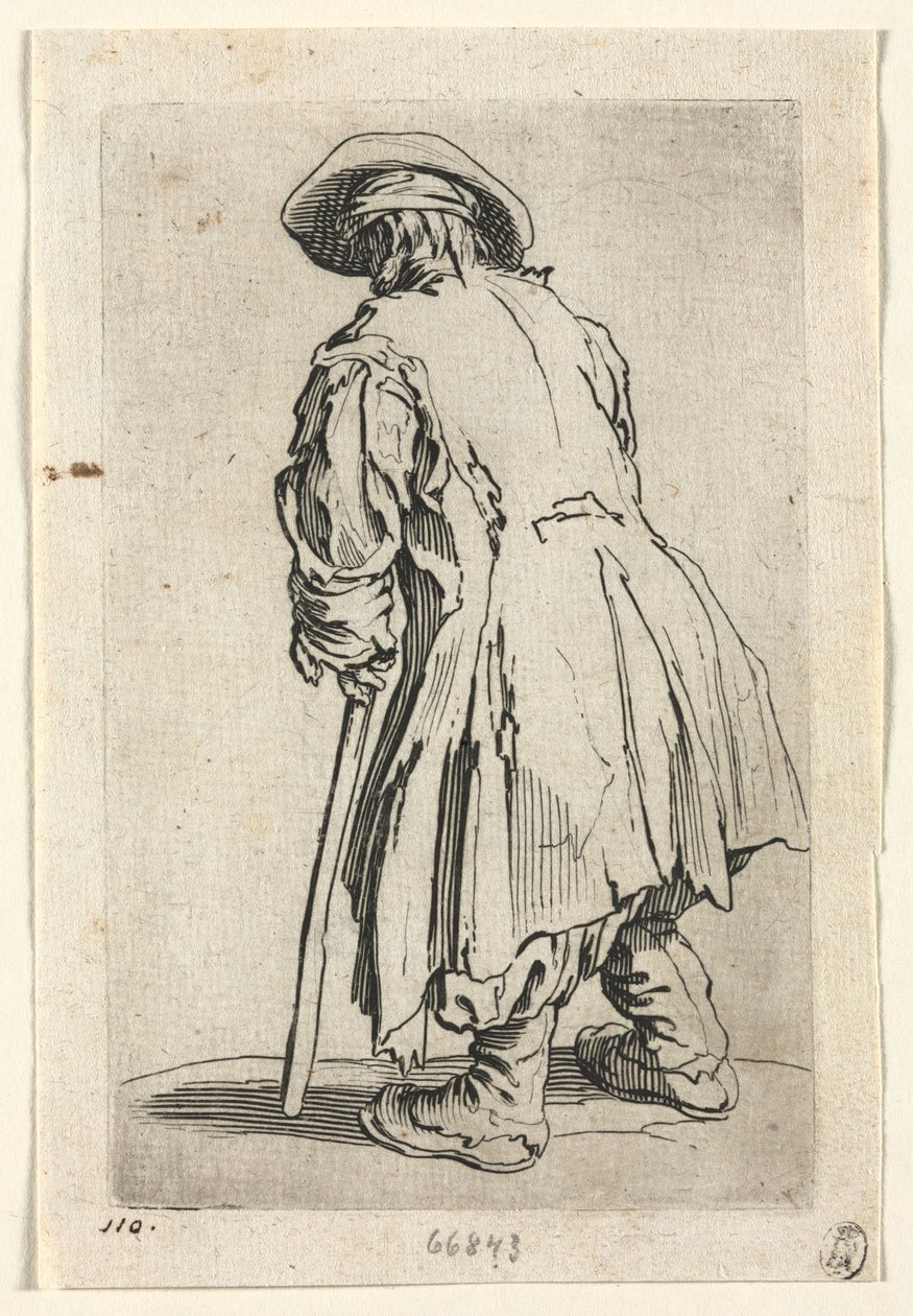 Les mendiants : Vieux mendiant avec une seule béquille - Jacques Callot