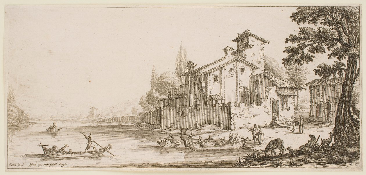 « La promenade en bateau », extrait de la série « Les paysages de Florence » - Jacques Callot