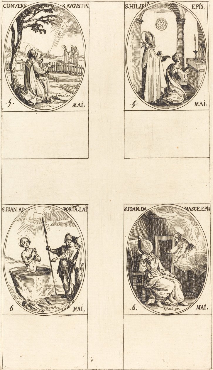 La Conversion de Saint Augustin; Saint Hilaire; Saint Jean devant le portail latin; Saint Jean de Damas - Jacques Callot