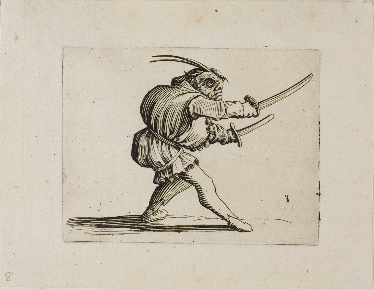 Le duelliste aux deux épées, de Varie Figure Gobbi - Jacques Callot