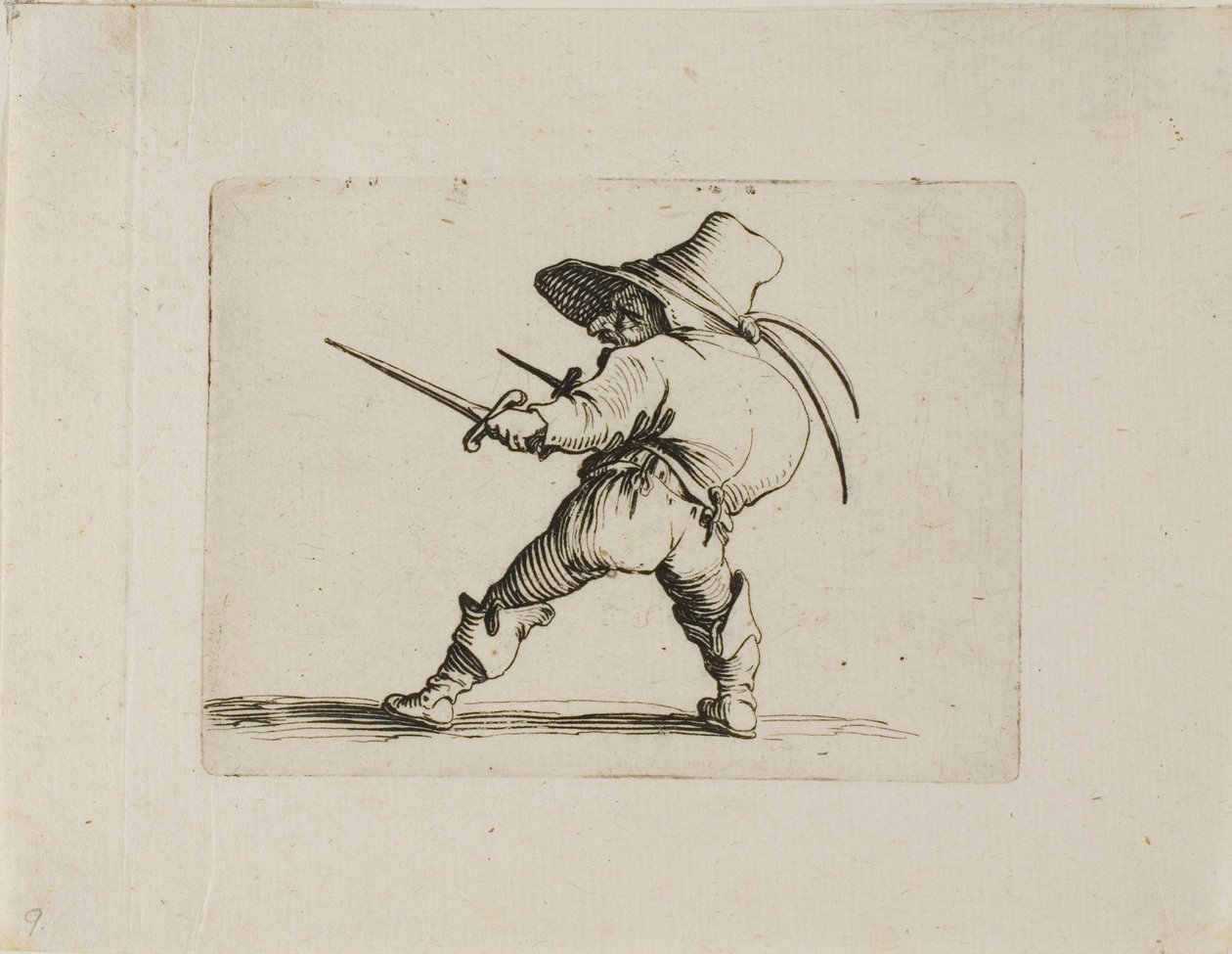 Le duelliste avec une épée et une dague, de Varie Figure Gobbi - Jacques Callot