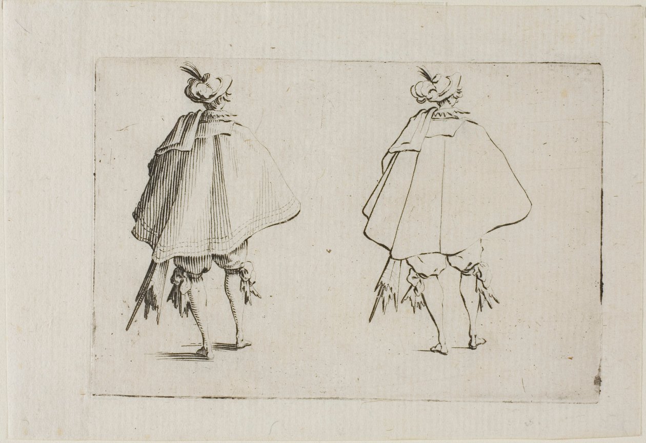 Le Gentilhomme avec un Grand Manteau, Vu de Dos, des Caprices - Jacques Callot