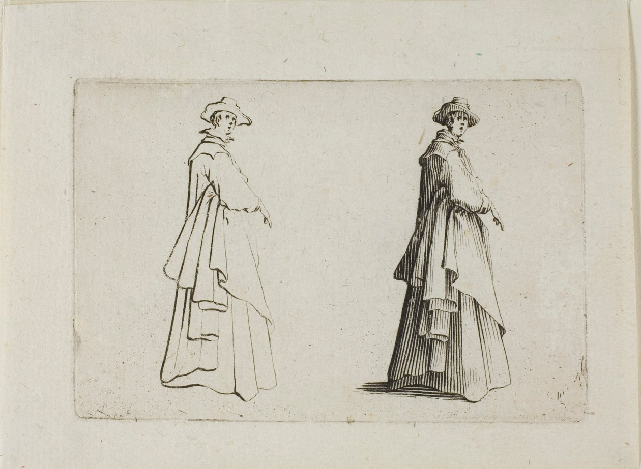 La dame avec des vêtements amples, des Caprices - Jacques Callot