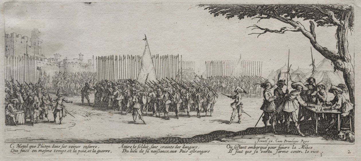 Les Grandes Misères de la guerre : Enrôlement des troupes - Jacques Callot