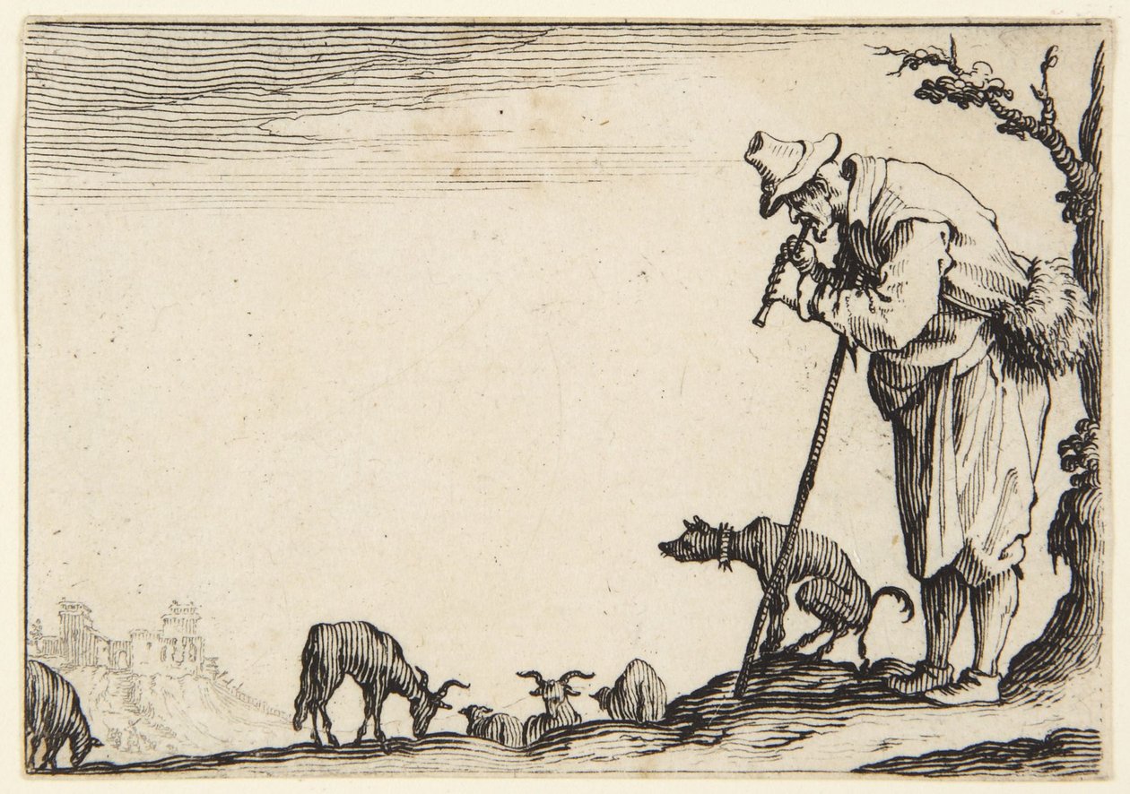 Le berger jouant de la flûte - Jacques Callot