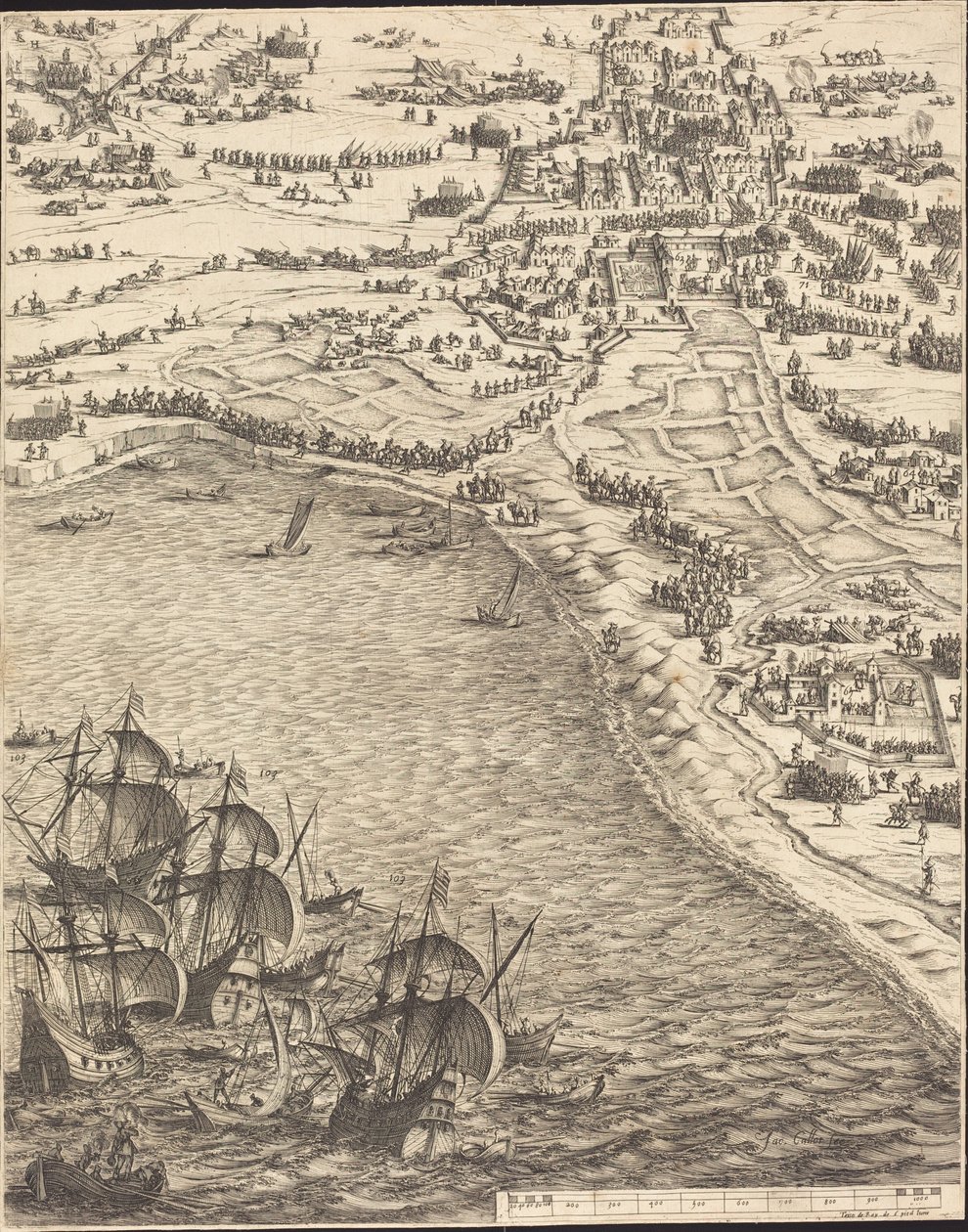 Le Siège de La Rochelle [plaque 12 de 16; ensemble comprend 1952.8.97-112] - Jacques Callot