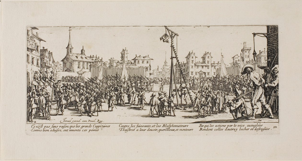 La Strappado, planche dix de Les Misères de la guerre - Jacques Callot