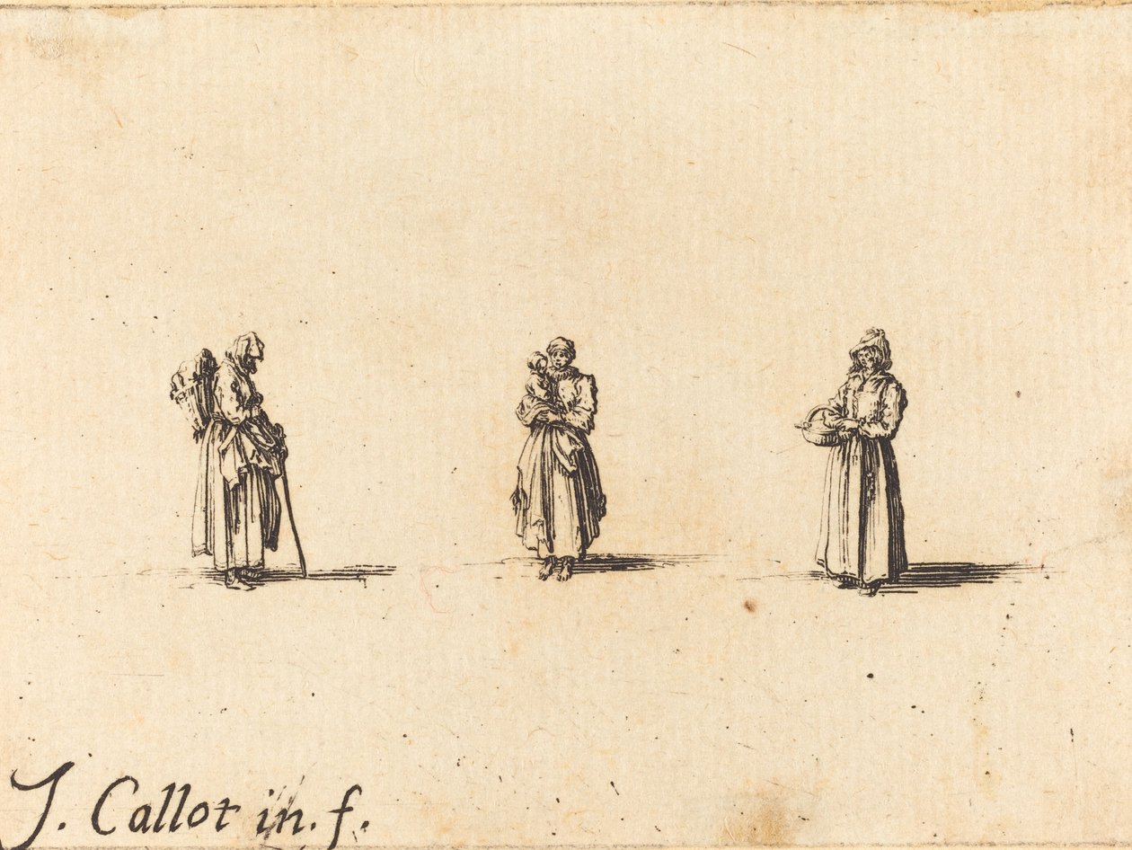 Trois Femmes, Une Tenant un Enfant - Jacques Callot
