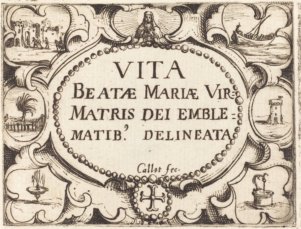 Page de titre pour "La vie de la Vierge en emblèmes" - Jacques Callot