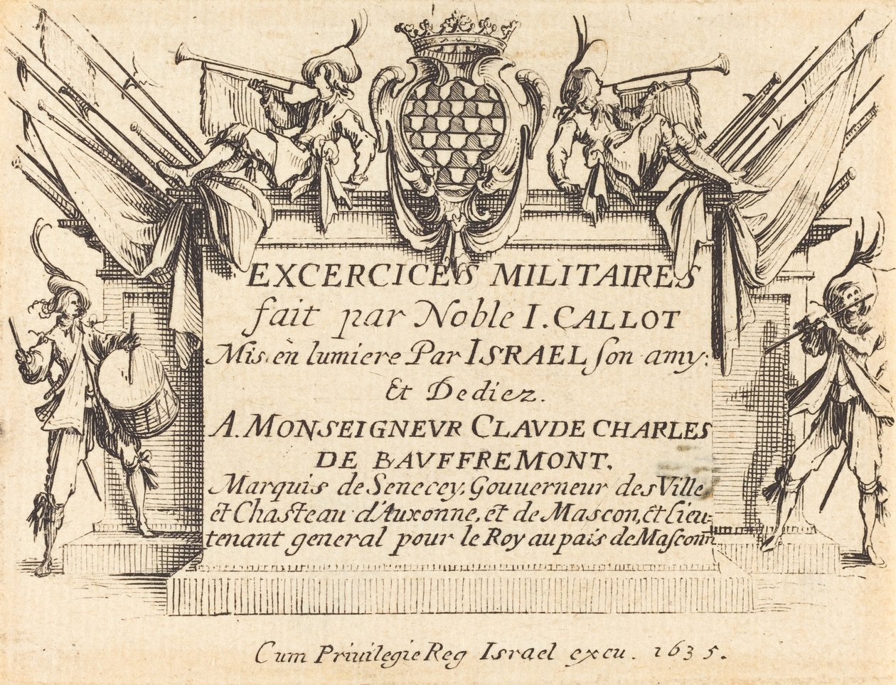Page de Titre pour "Les Exercices Militaires" - Jacques Callot