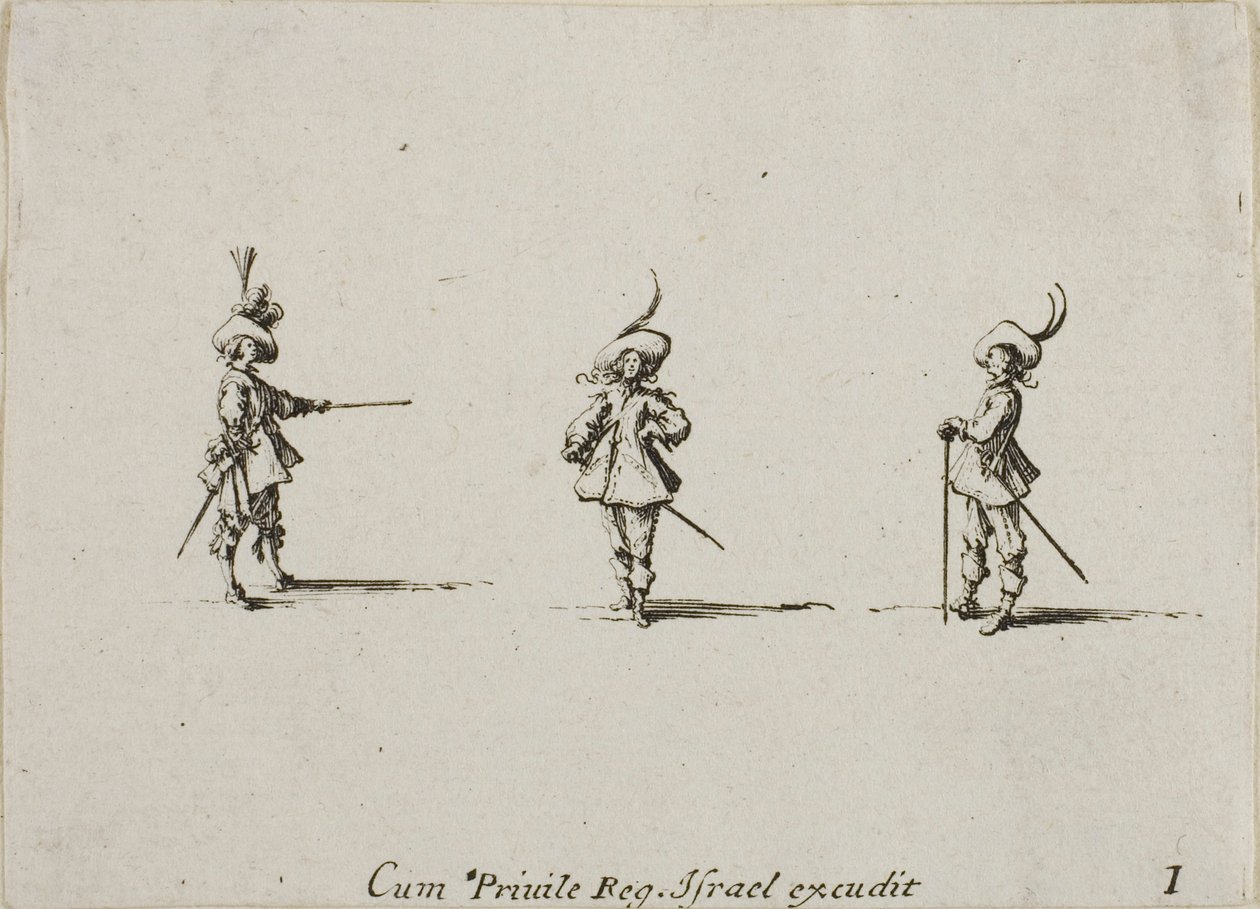 Exercice à mains nues, première planche des Exercices militaires - Jacques Callot