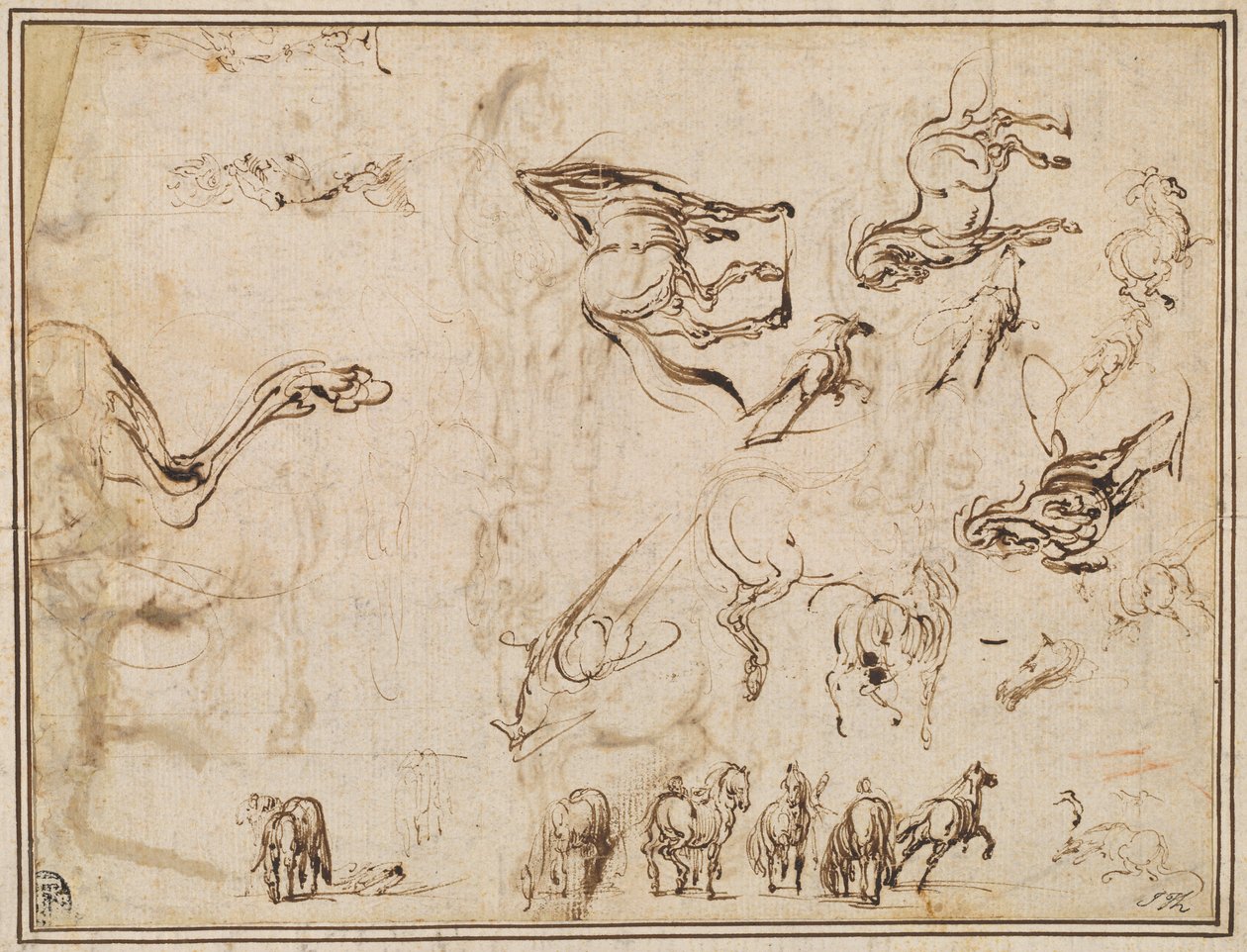 Études de chevaux [verso] - Jacques Callot after Antonio Tempesta