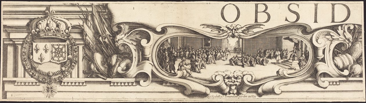 Le Siège de La Rochelle [plaque 1 de 16; ensemble comprend 1952.8.97-112] - Jacques Callot and Abraham Bosse