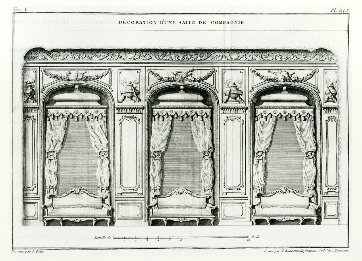 Un élégant salon parisien, début 1770, de Cours d