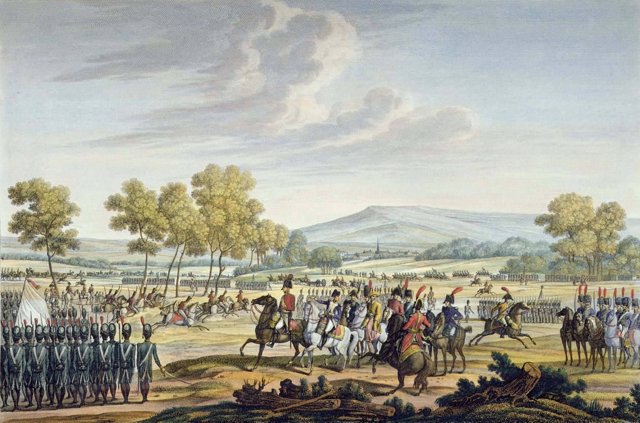 La Garde impériale manœuvrant en présence des deux empereurs à Tilsit, 28 juin 1807, gravé par Edme Bovinet (1767-1832) - Jacques Francois Joseph Swebach