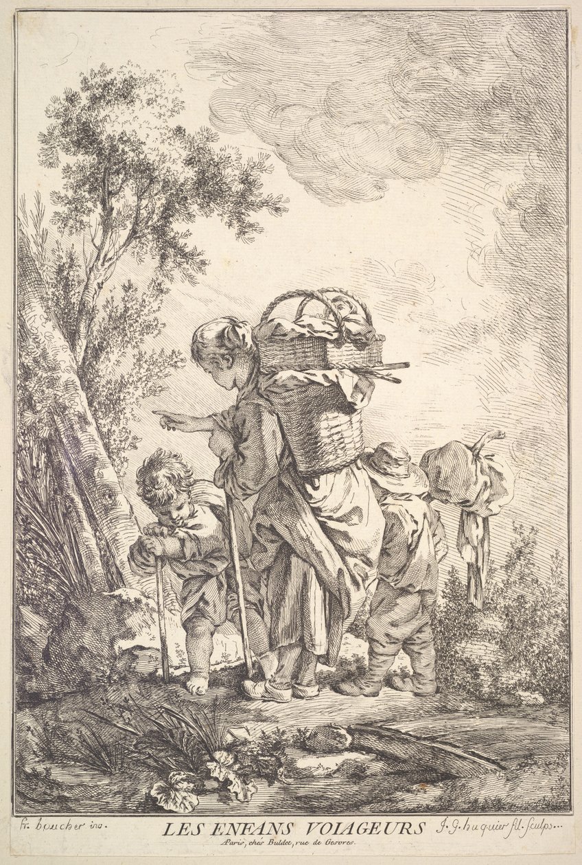 Les enfants voyageurs, milieu à fin du 18ème siècle - Jacques Gabriel Huquier
