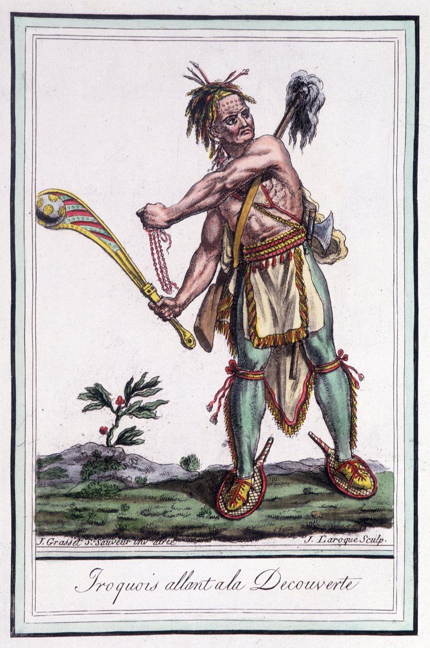 Iroquois "en route pour la découverte" - dans "Encyclopédie des voyages" par Grasset St Sauveur, Paris - Jacques Grasset de Saint Sauveur