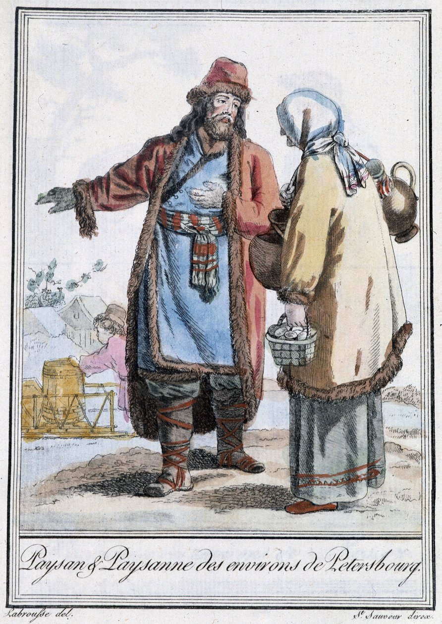 Paysans de Pétersbourg - dans « Encyclopédie des voyages » par Grasset St Sauveur, éd. 1796 - Jacques Grasset de Saint Sauveur