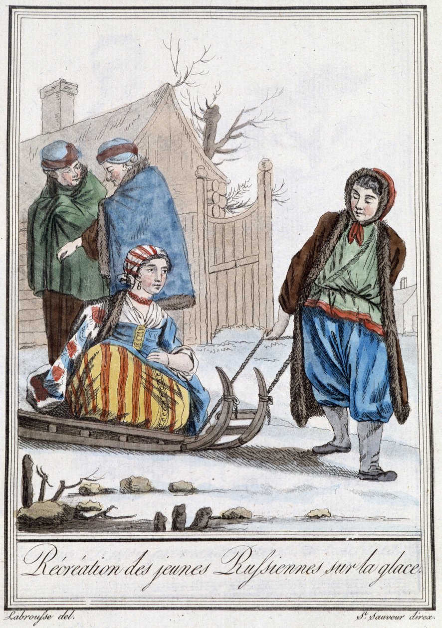 Récréation des jeunes russes sur une luge (Russes) - Jacques Grasset de Saint Sauveur