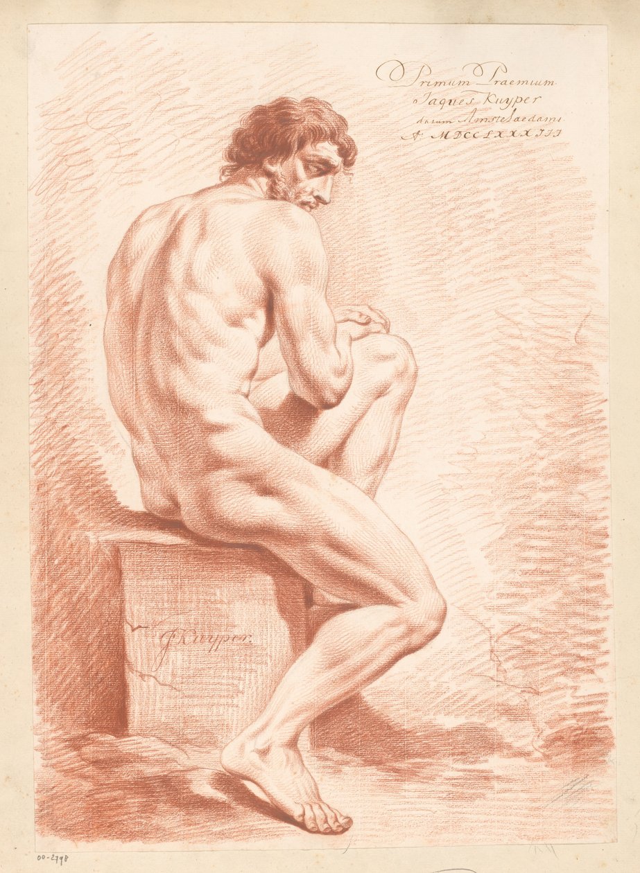 Homme nu assis, vu de dos (1er prix 1783) - Jacques Kuyper