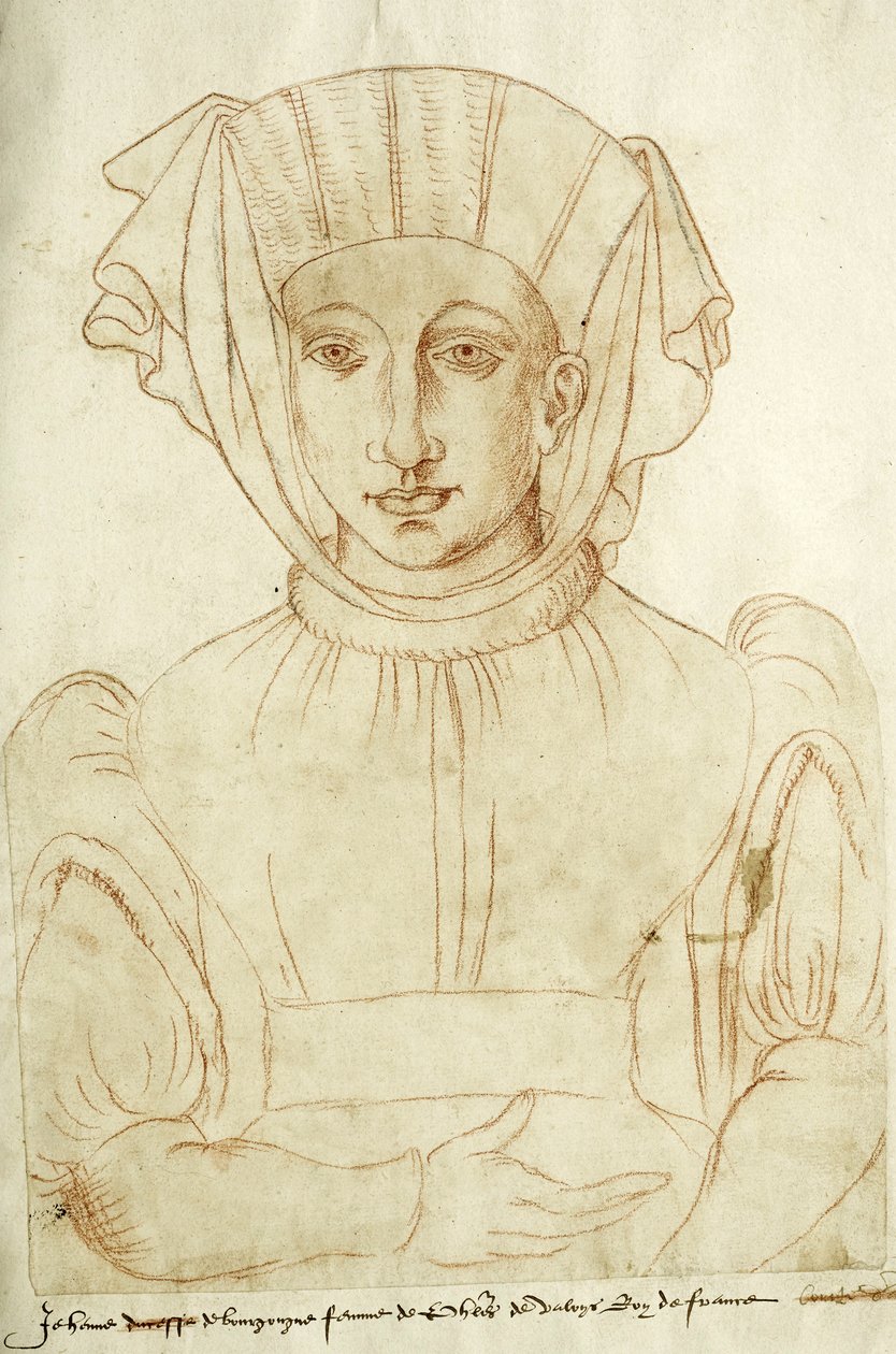 "Jehenne de Bourgongne femme de Philippes de Valoys roy de France", fol. 6 du Recueil d
