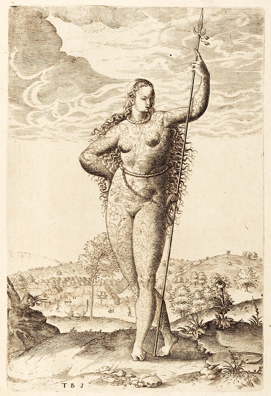 Une jeune femme picte, c1585 - Jacques Le Moyne
