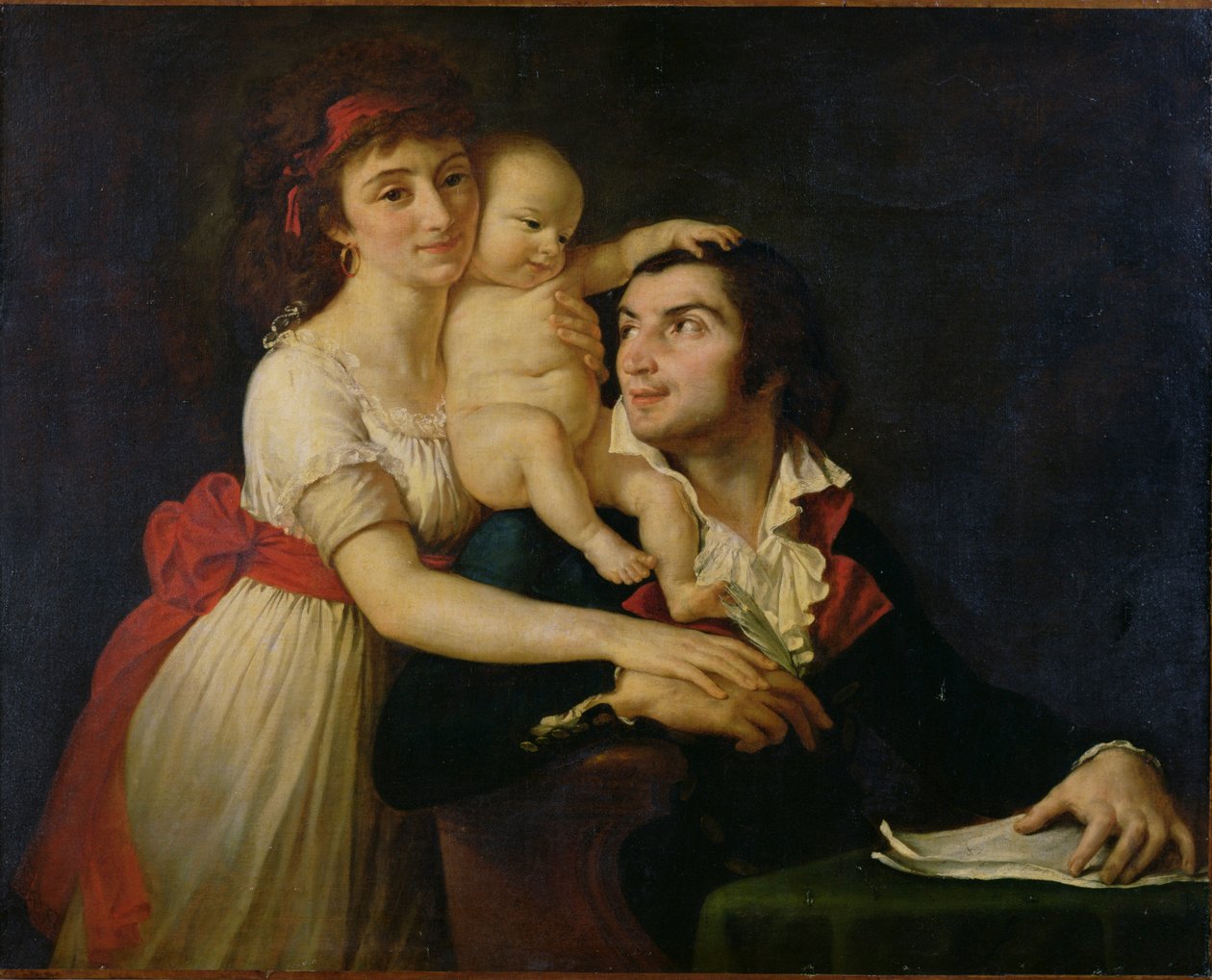 Camille Desmoulins (1760-94), sa femme Lucile (1771-94) et leur fils Horace-Camille (1792-1825) c.1792 - Jacques Louis (workshop of) David
