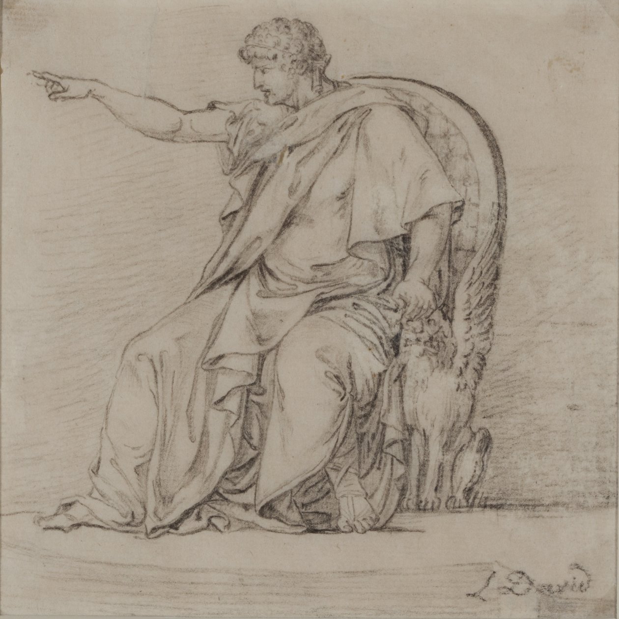 Figure drapée, fin 18e siècle (crayon sur papier) - Jacques Louis David