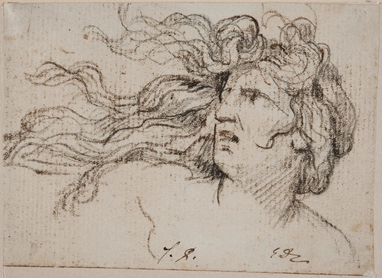 Tête de femme aux cheveux flottants - Jacques Louis David
